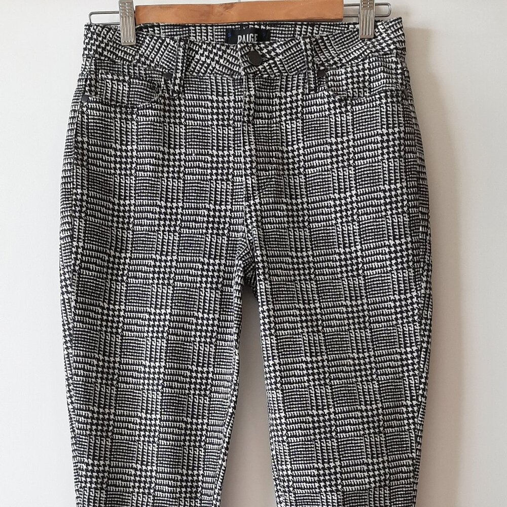 PAIGE Hoxton Ultra Skinny Jeans - Cream/Black Glen Check - Size 27